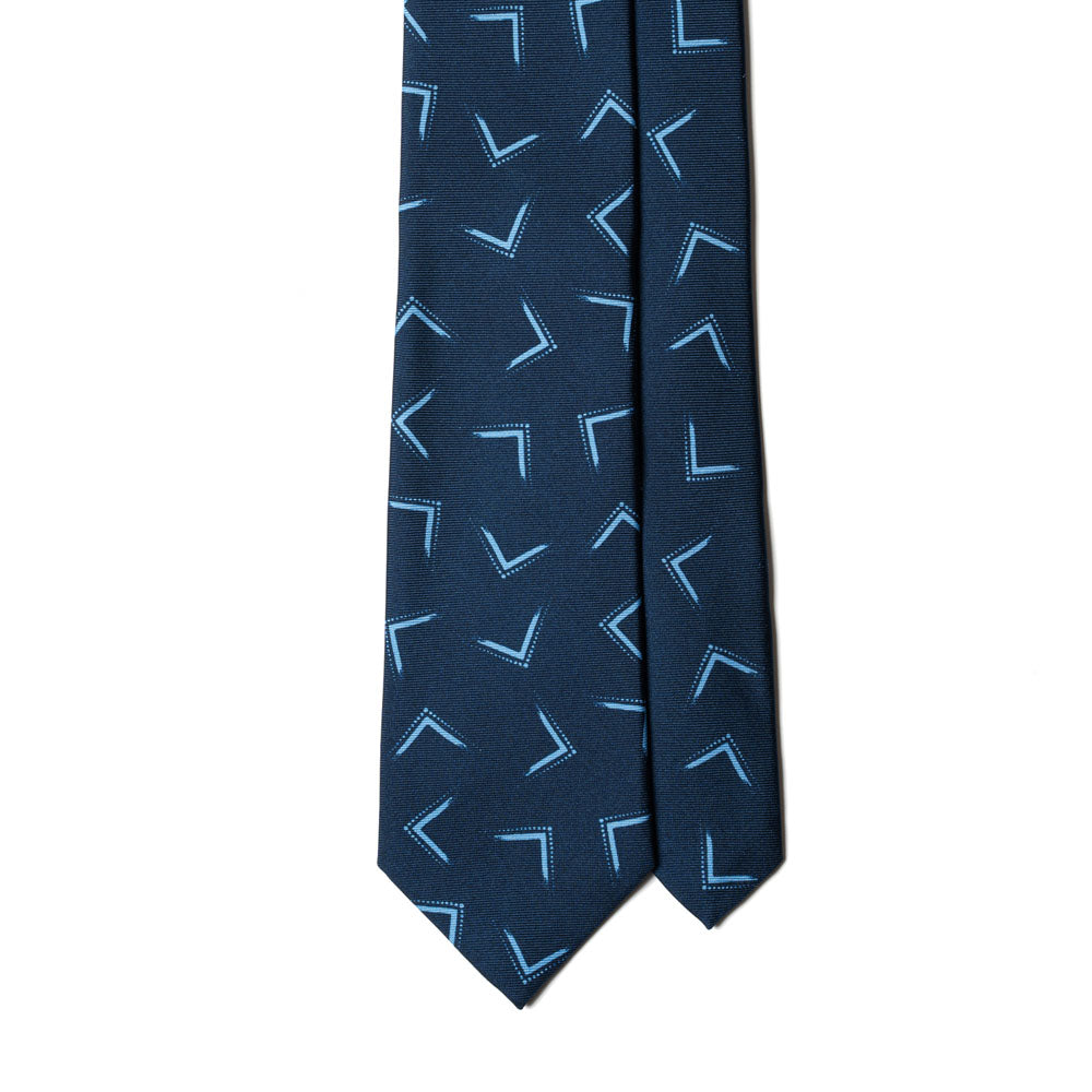 Arrow Deep Navy Printed Silk
