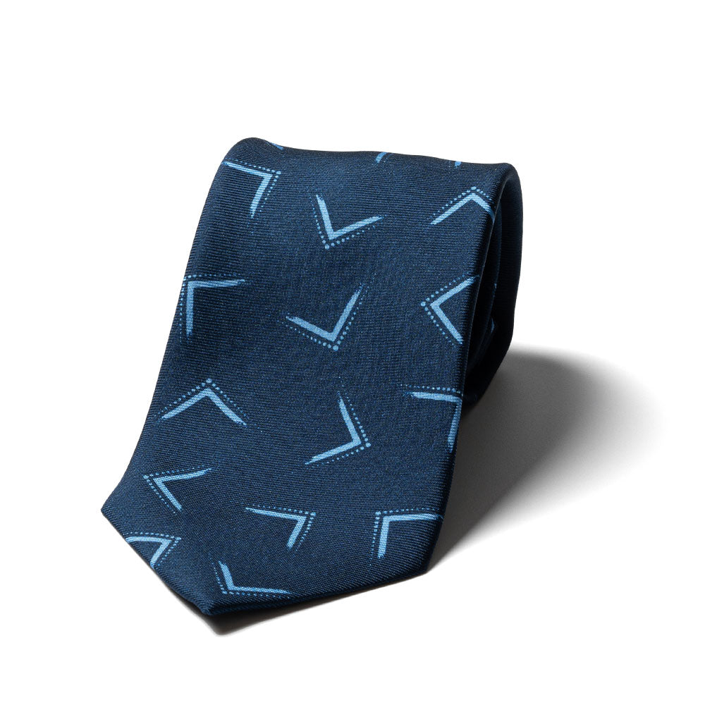 Arrow Deep Navy Printed Silk