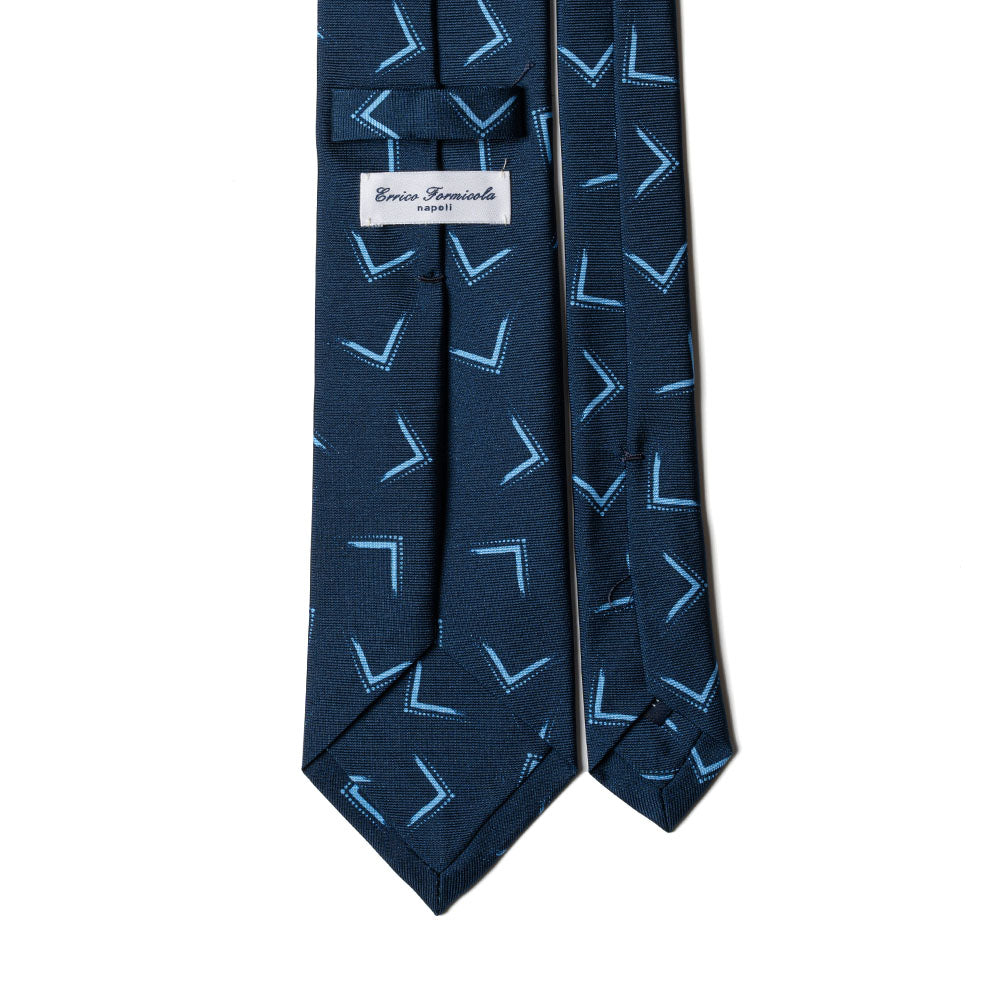 Arrow Deep Navy Printed Silk