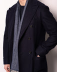 Navy Herringbone Cashmere Scarf
