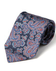 Canepa Full Paisley Pattern Navy Printed Silk Tie