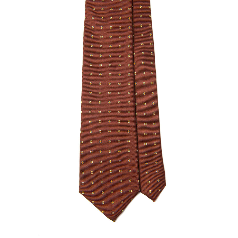 Canepa Yellow Fiore Pattern Burgundy Printed Silk Tie