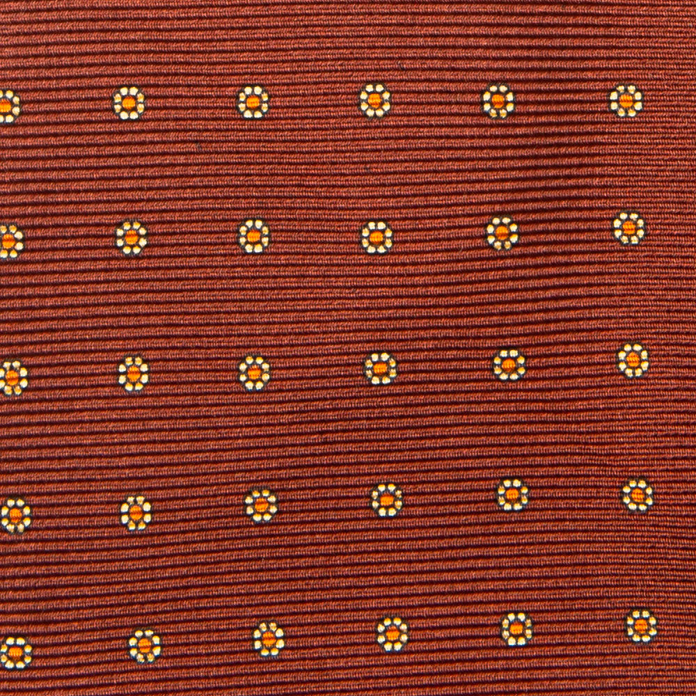 Canepa Yellow Fiore Pattern Burgundy Printed Silk Tie