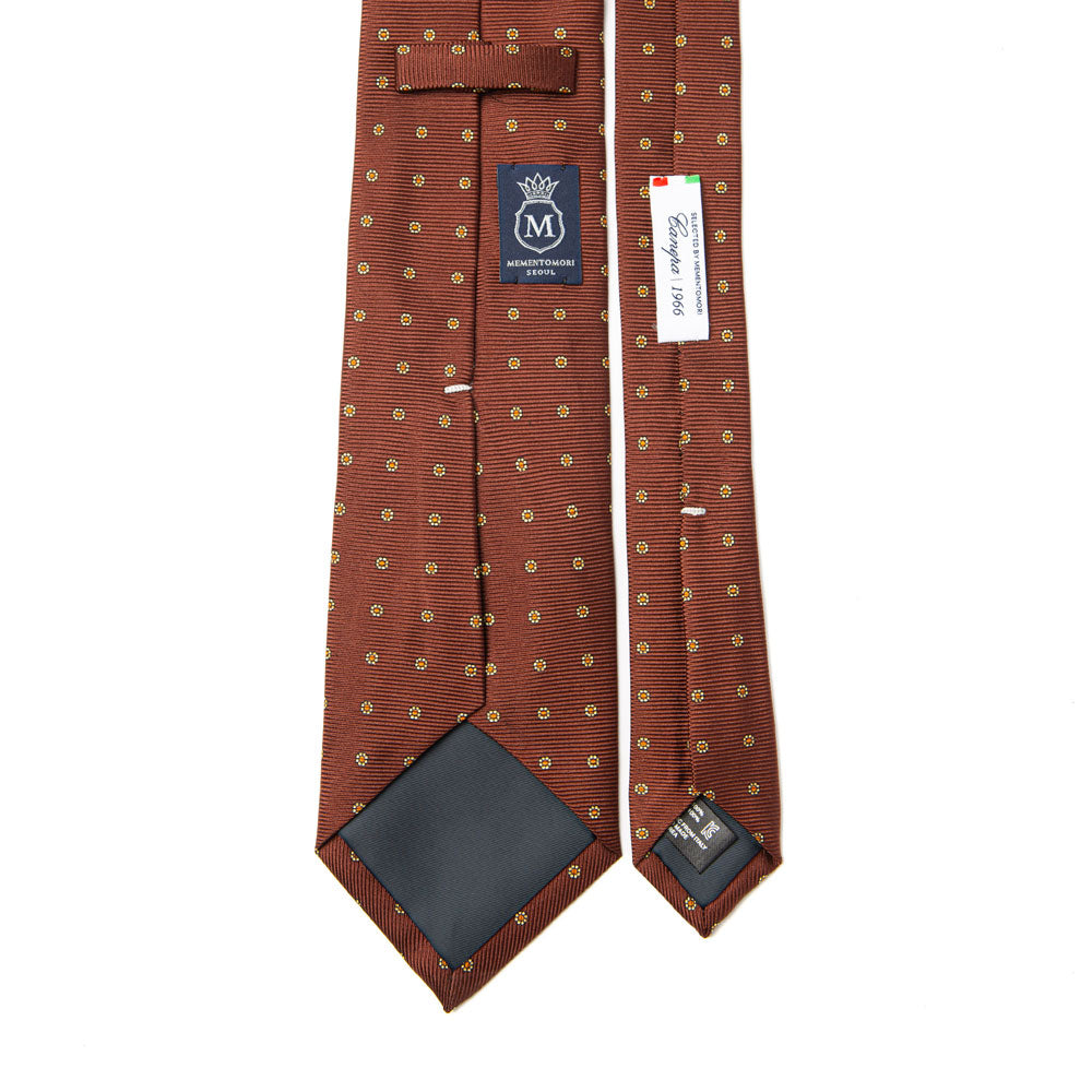 Canepa Yellow Fiore Pattern Burgundy Printed Silk Tie
