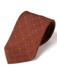 Canepa Gray Yellow Flower Pattern Burgundy Printed Silk Tie