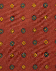 Canepa Gray Yellow Flower Pattern Burgundy Printed Silk Tie