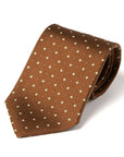Canepa Clover & Dot Pattern Brown Printed Silk Tie