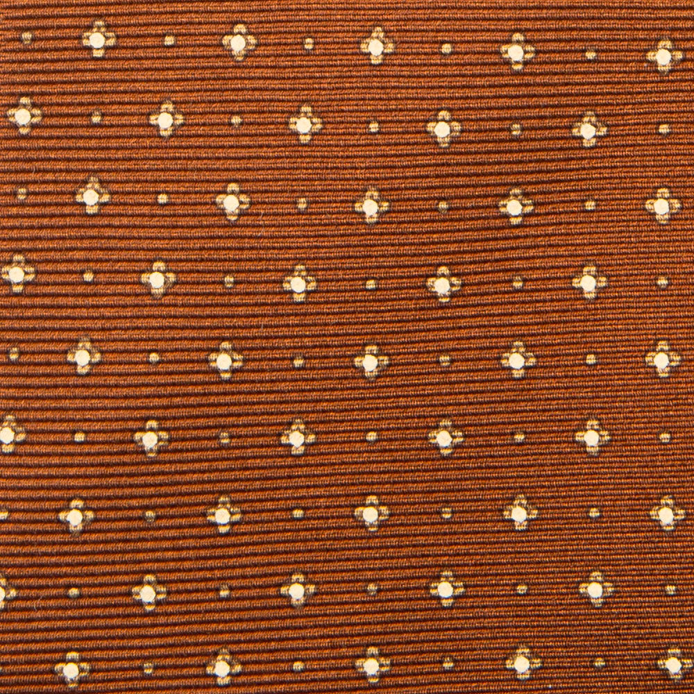 Canepa Clover & Dot Pattern Brown Printed Silk Tie