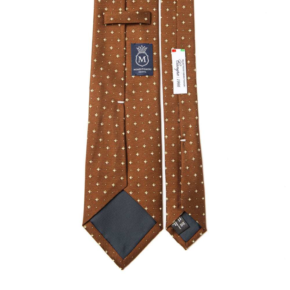 Canepa Clover & Dot Pattern Brown Printed Silk Tie