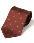 Canepa Green Tile Pattern Burgundy Printed Silk Tie