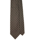 Canepa Micro Double Square Pattern Brown Woven Silk Tie
