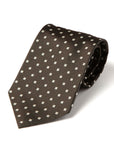 Canepa Micro Double Square Pattern Brown Woven Silk Tie