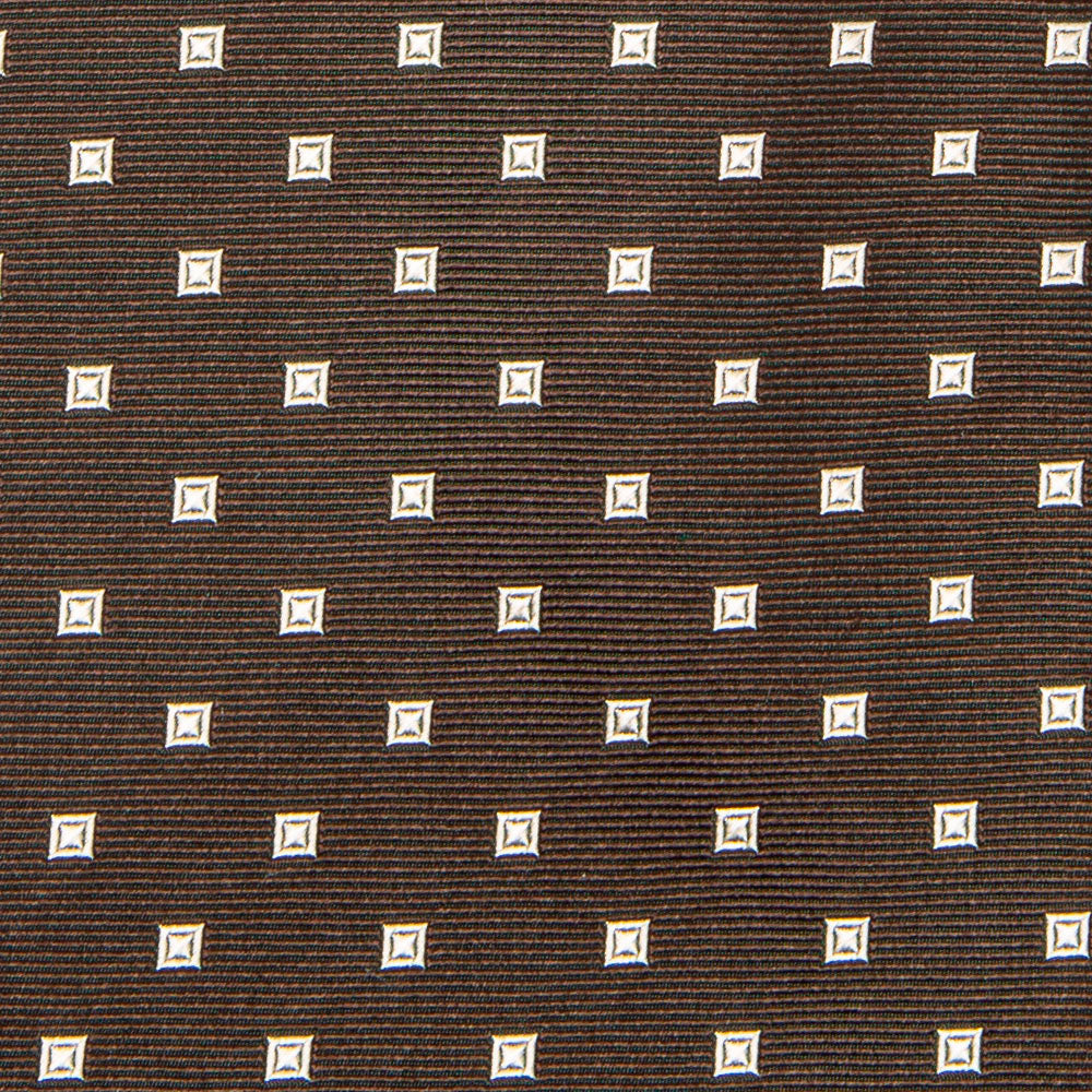 Canepa Micro Double Square Pattern Brown Woven Silk Tie