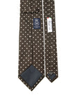 Canepa Micro Double Square Pattern Brown Woven Silk Tie
