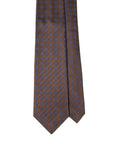 Canepa Navy Flower & Circle Pattern Brown Woven silk Tie