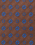 Canepa Navy Flower & Circle Pattern Brown Woven silk Tie