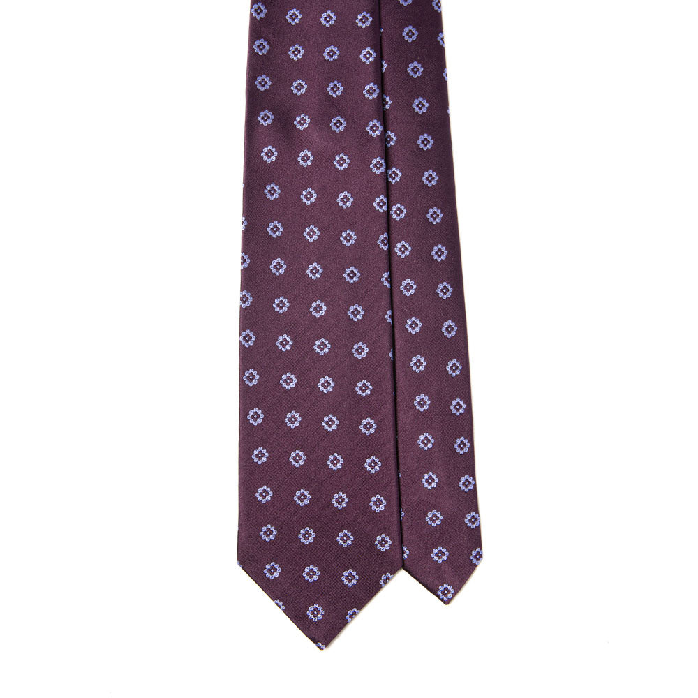 Canepa Lilac Flower Pattern Deep Purple Woven Silk Tie