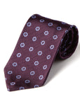 Canepa Lilac Flower Pattern Deep Purple Woven Silk Tie