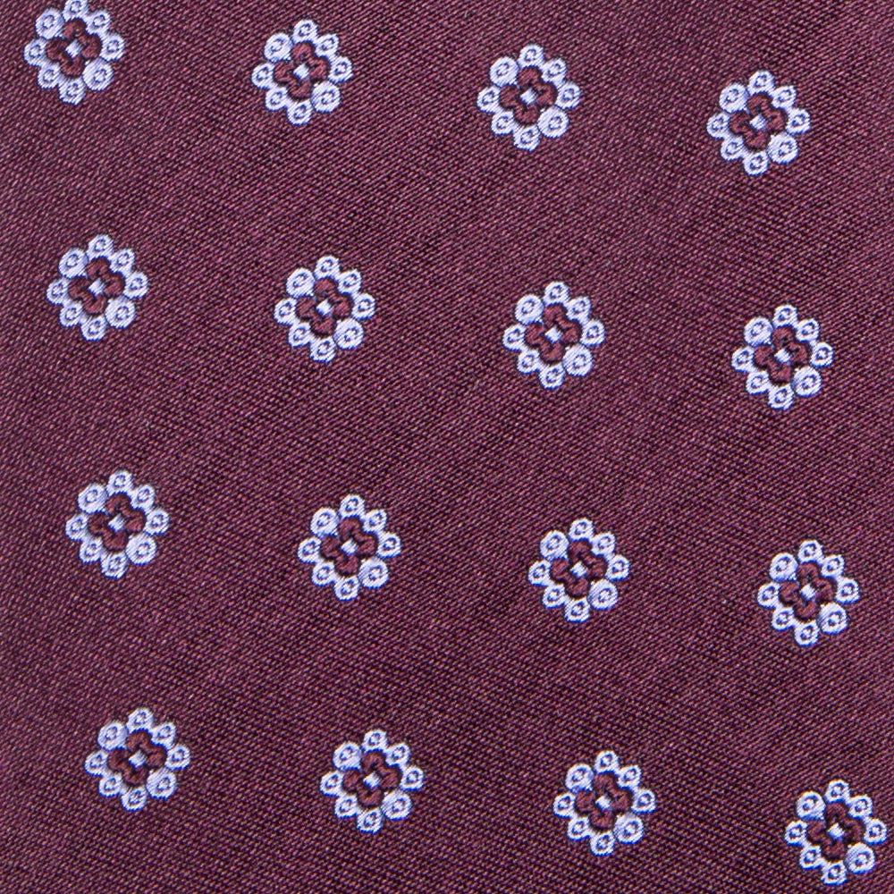Canepa Lilac Flower Pattern Deep Purple Woven Silk Tie