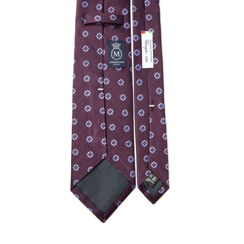 Canepa Lilac Flower Pattern Deep Purple Woven Silk Tie
