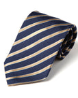 Canepa Gold Satin Stripe Dark Navy Woven Twill Silk Tie