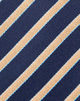 Canepa Gold Satin Stripe Dark Navy Woven Twill Silk Tie