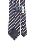 Canepa Gold Satin Stripe Dark Navy Woven Twill Silk Tie