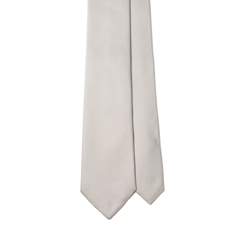 Rhodium Silver Solid Twill Silk Tie