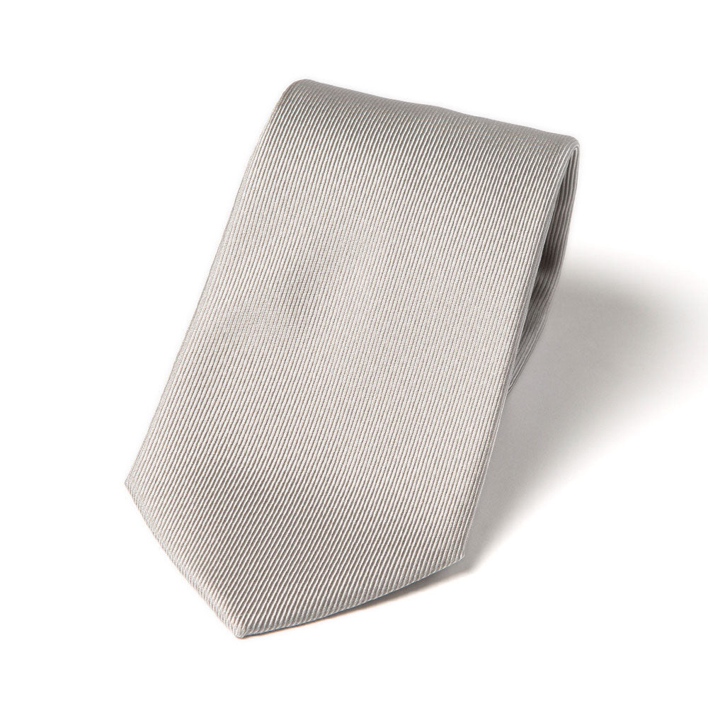 Rhodium Silver Solid Twill Silk Tie
