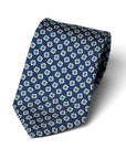 Fiore Pattern Classic Navy Printed Silk Tie