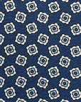 Fiore Pattern Classic Navy Printed Silk Tie