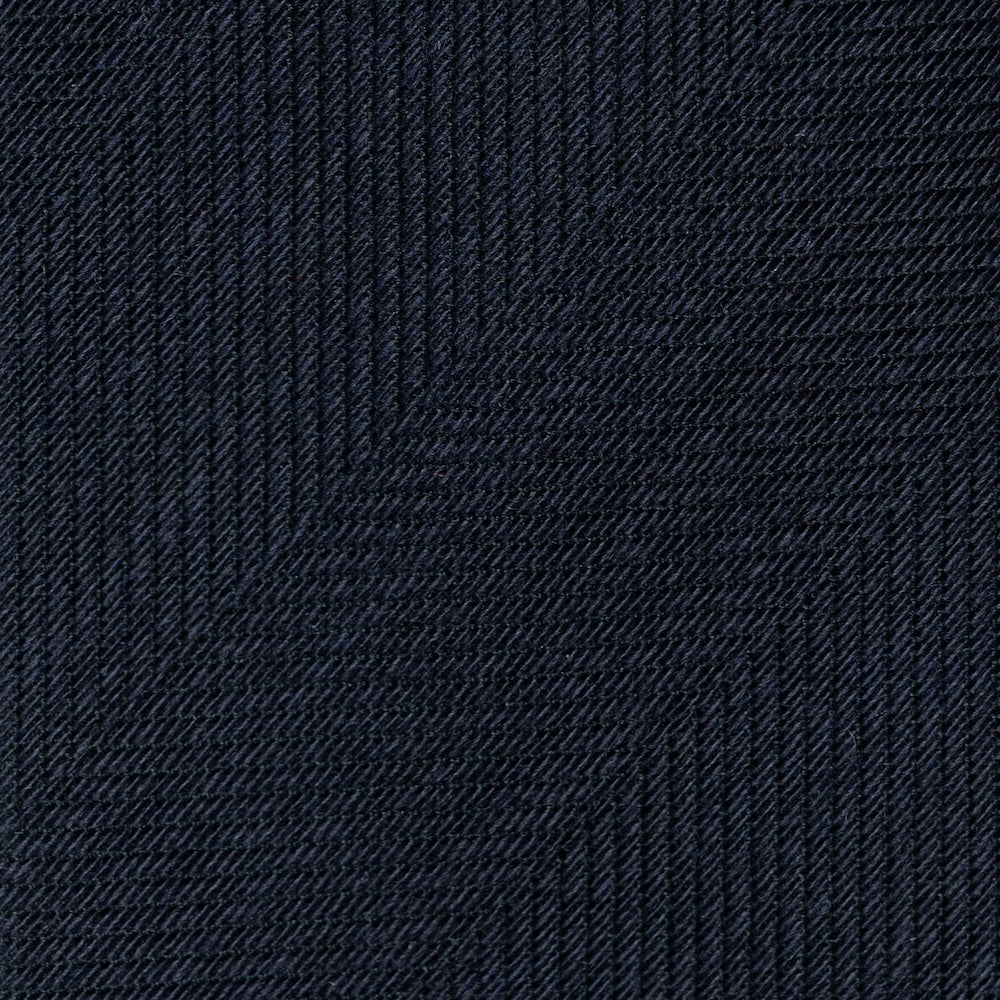 Dark Navy Herringbone Solid Woven Wool Cotton Tie