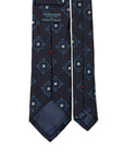 Blue Medallion Pattern Dark Navy Woven Silk Tie