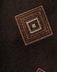 Big Square Tile Pattern Espresso Brown Woven Silk Cotton Tie