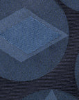 Blue Big Diamond Circle Pattern Dark Navy Woven Silk Tie