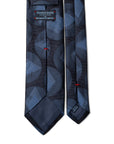 Blue Big Diamond Circle Pattern Dark Navy Woven Silk Tie