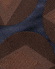 Brown Big Diamond Circle Pattern Dark Navy Woven Silk Tie