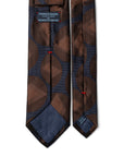 Brown Big Diamond Circle Pattern Dark Navy Woven Silk Tie