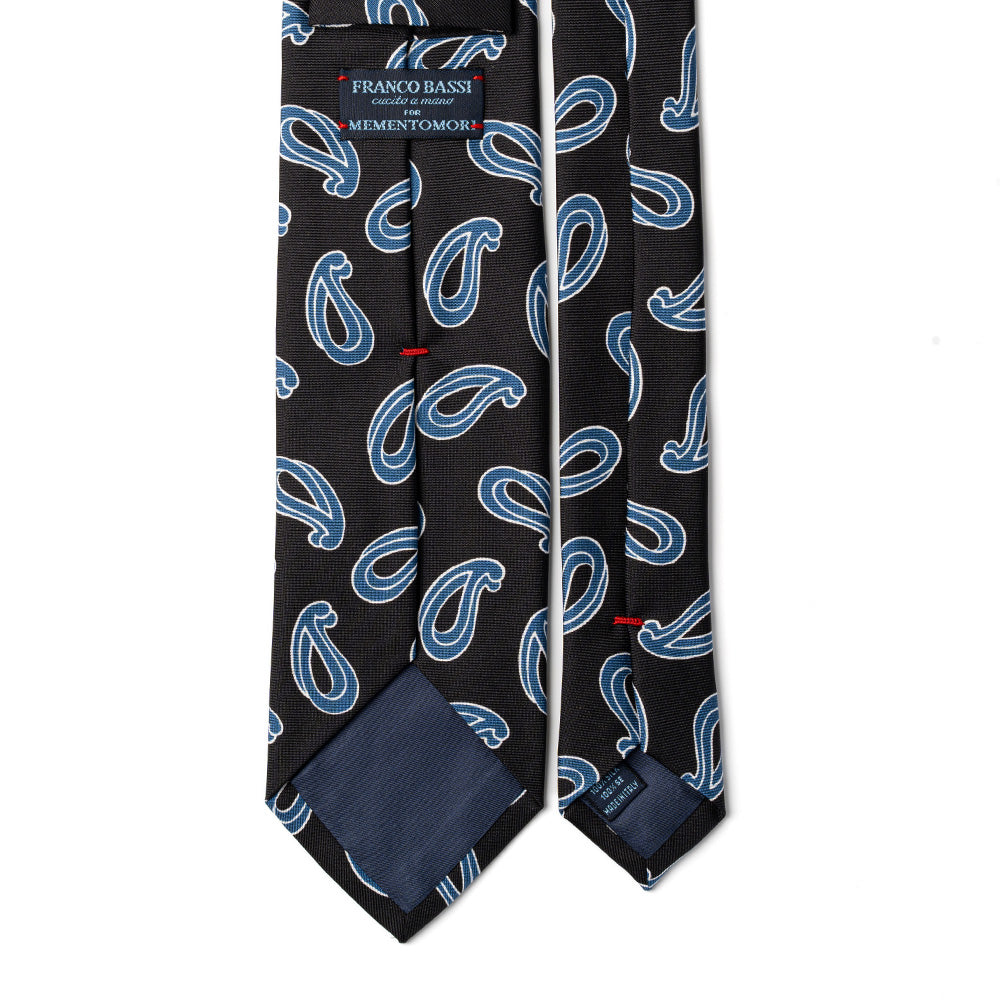 Paisley Pattern Navy Blue Printed Silk Tie
