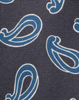 Paisley Pattern Charcoal Grey Blue Printed Silk Tie