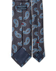 Paisley Pattern Charcoal Grey Blue Printed Silk Tie