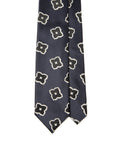 Big Flower Pattern Classic Navy Woven Silk Tie