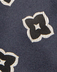 Big Flower Pattern Classic Navy Woven Silk Tie