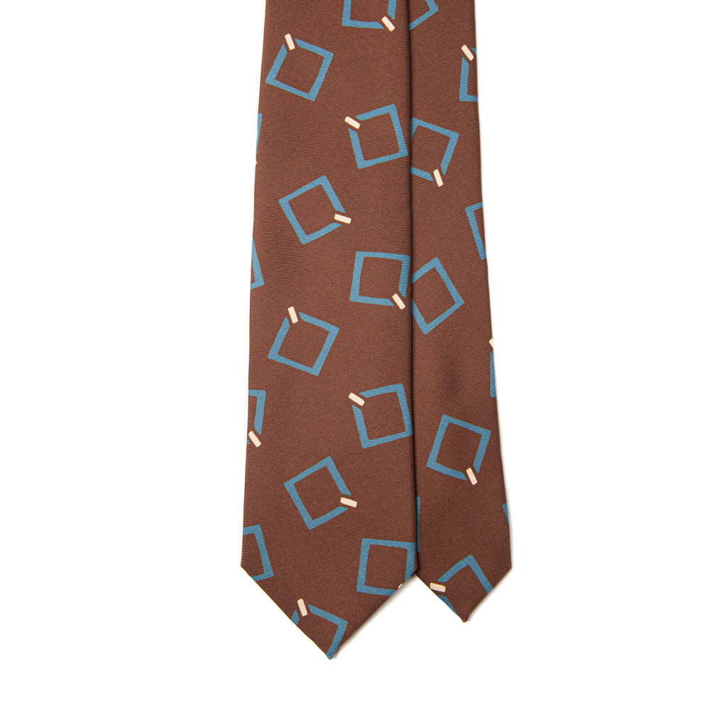 Signature Pattern Espresso Brown Printed Silk Tie