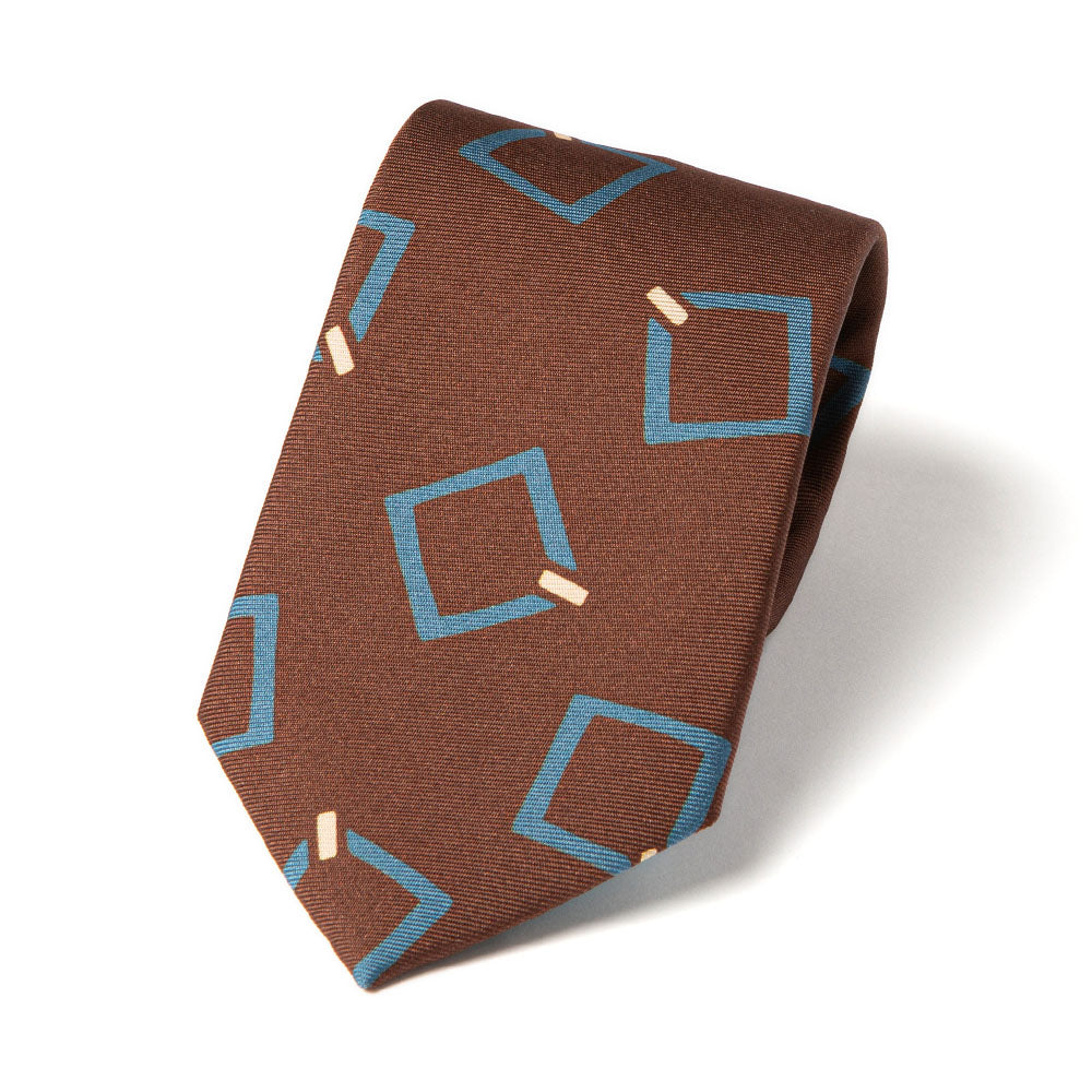 Signature Pattern Espresso Brown Printed Silk Tie