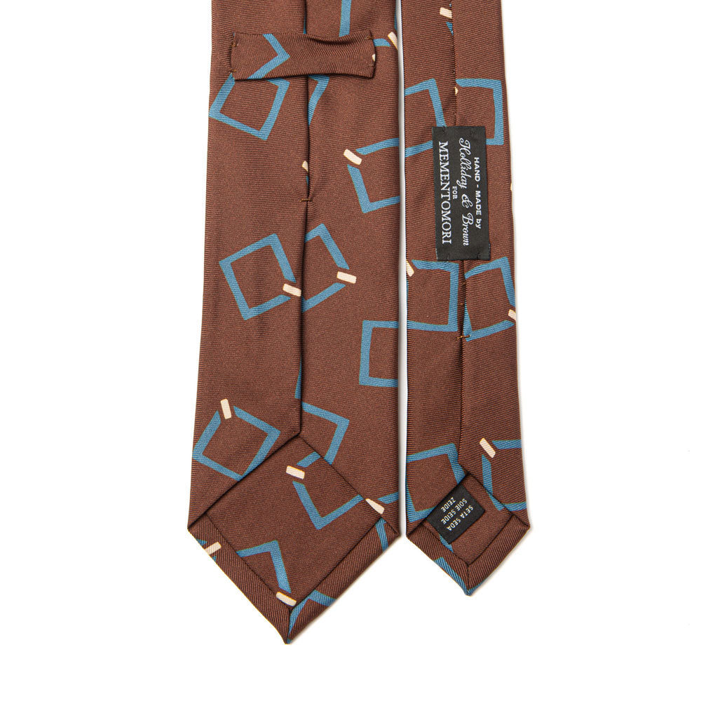 Signature Pattern Espresso Brown Printed Silk Tie