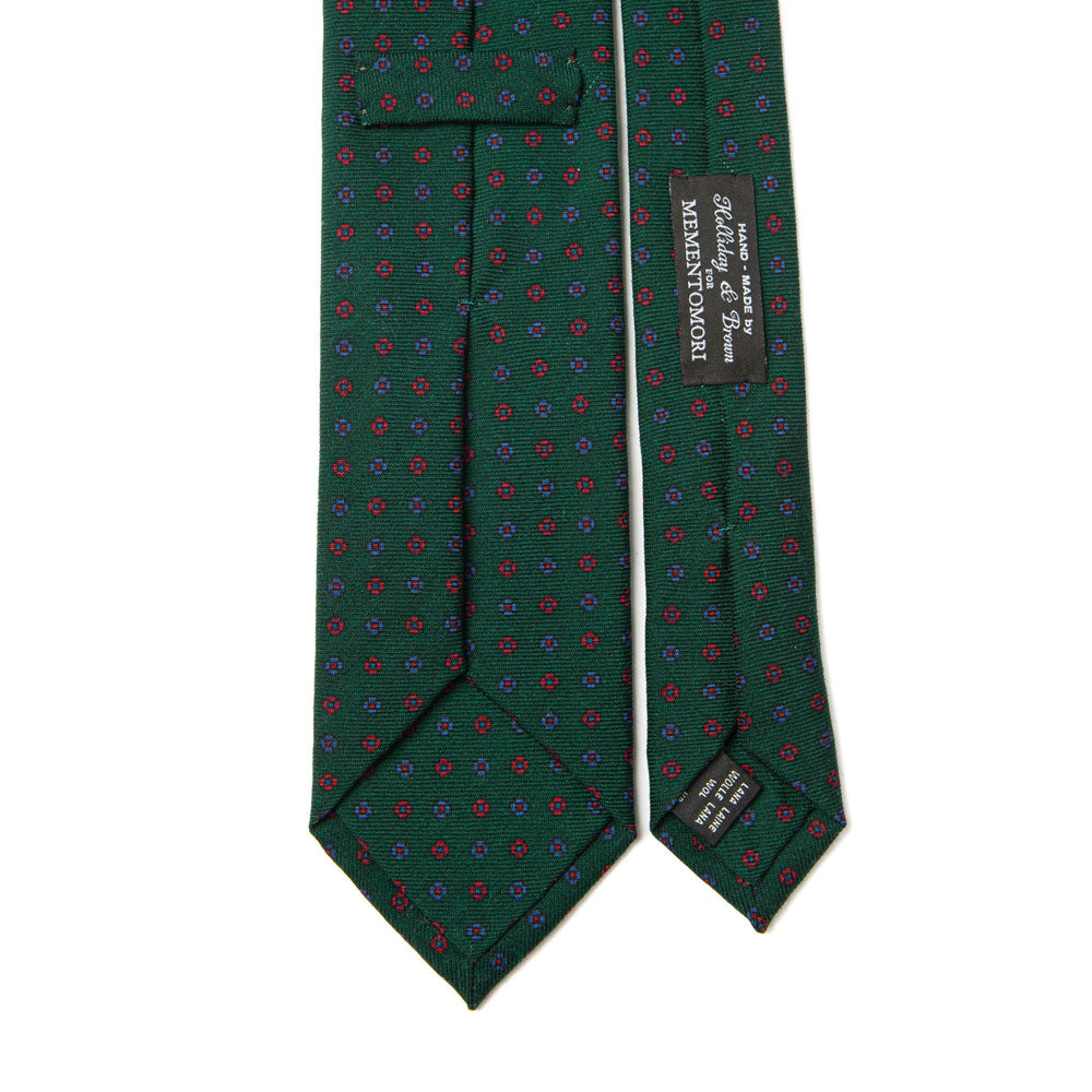 Petite Flower Pattern Deep Green Printed Wool Tie