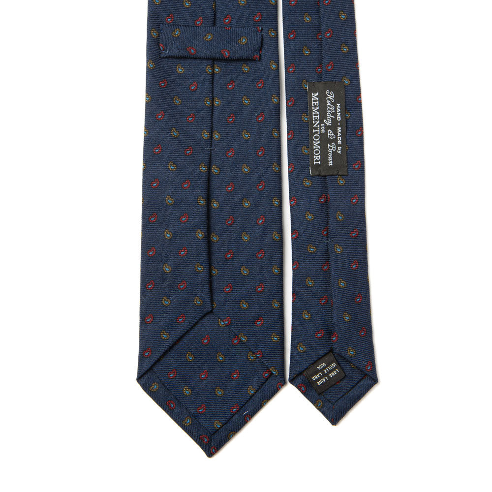 Petite Paisley Pattern Classic Navy Printed Wool Tie