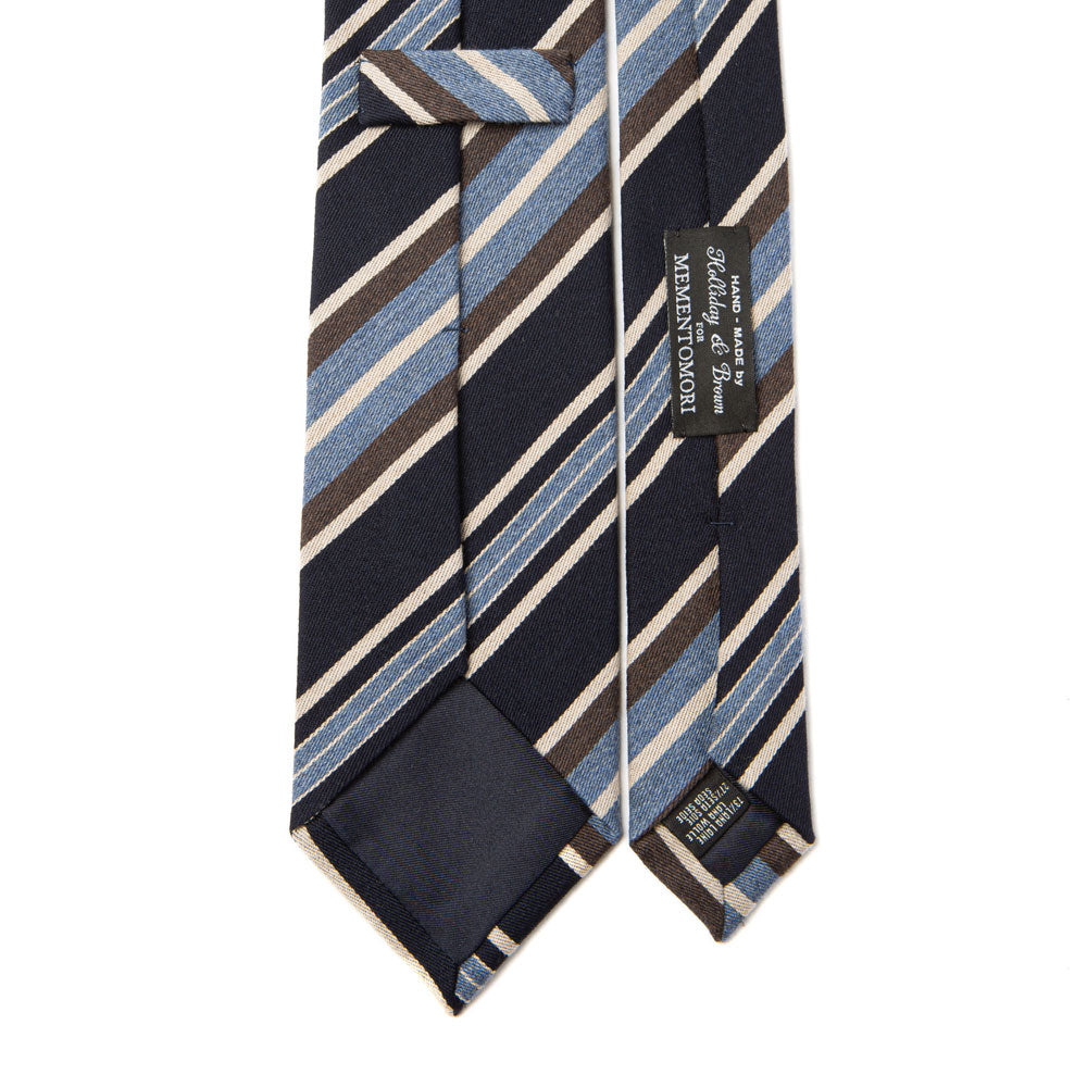 Signature Stripe Dark Navy Woven Wool Silk Tie