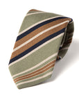 Signature Stripe Sage Green Woven Wool Silk Tie